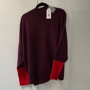 Burgundy and Red Mel Mock neck sweater